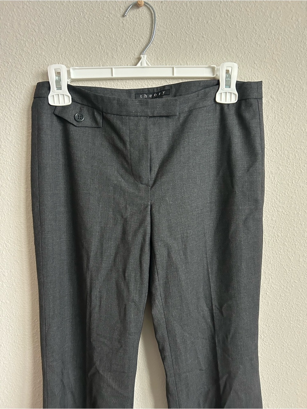 NWT 235$ Theory Dark Gray 96% Wool Wide Leg Dress Pants - Picture 3 of 13